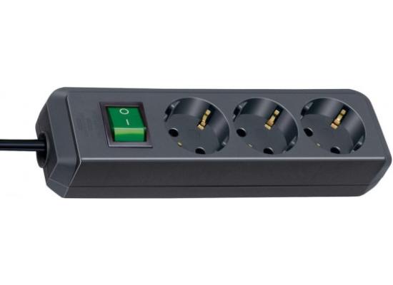 Brennenstuhl Eco-Line extension socket with switch 3-way black 1,5m H05VV-F 3G1,5